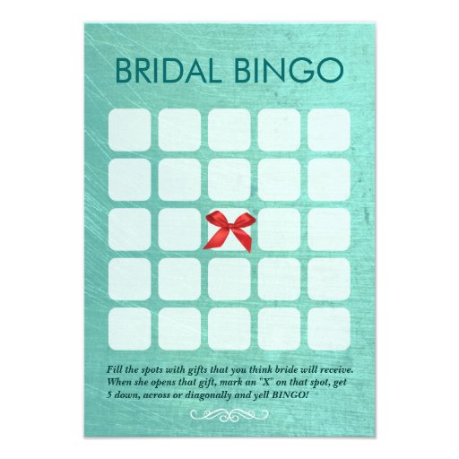 Stylish Mint Green 5x5 Bridal Bingo Cards