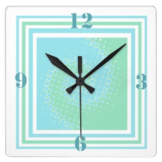 Stylish Mint Green & Aquamarine Swirl Wall Clock