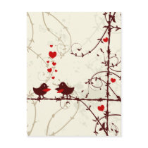 Stylish mod swirl vines birds save the date card post cards
