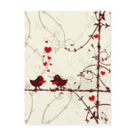 Stylish mod swirl vines birds save the date card post cards