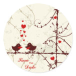 Stylish mod swirl vines birds save the date stickers