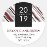 Stylish Modern Diagonal Pin Stripes Graduation Stickers
