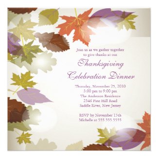 Stylish Modern Fall Leaves Thanksgiving Invitation