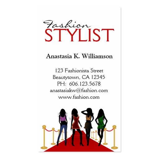 Stylish Modern Fashion Stylist Business Card (front side)