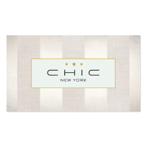 Stylish Modern Silver and Faux Linen Striped Business Card Template (front side)