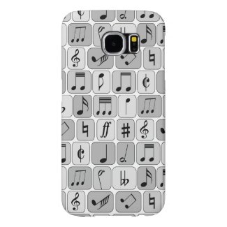 Stylish Monochrome Geometric Music Notes Pattern Samsung Galaxy S6 Cases