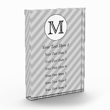 Stylish Monogram with Gray Stripes. Custom. Awards