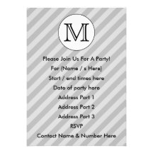 Stylish Monogram with Gray Stripes. Custom. Cards