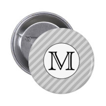 Stylish Monogram with Gray Stripes. Custom. Pins