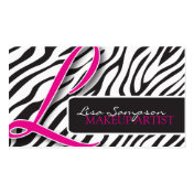 Stylish Monogram Zebra Print Business Cards