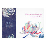 Stylish Mum Blue & White Floral Monogram Wedding Custom Announcements