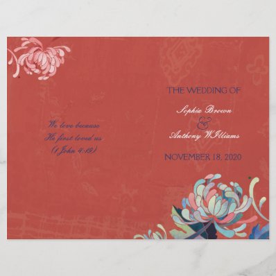 Stylish Mums Bi Fold Rustic Red Wedding Programs