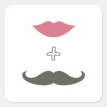 Stylish Mustache and Lips Envelope Seal Square Sticker