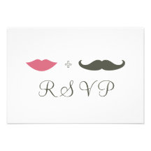 Stylish Mustache and Lips RSVP Custom Invite
