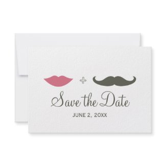 Stylish Mustache and Lips Save the Date invitation