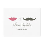 Stylish Mustache and Lips Save the Date Post Cards
