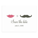 Stylish Mustache and Lips Save the Date Post Cards