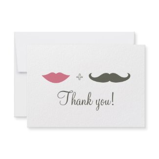 Stylish Mustache and Lips Thank You invitation