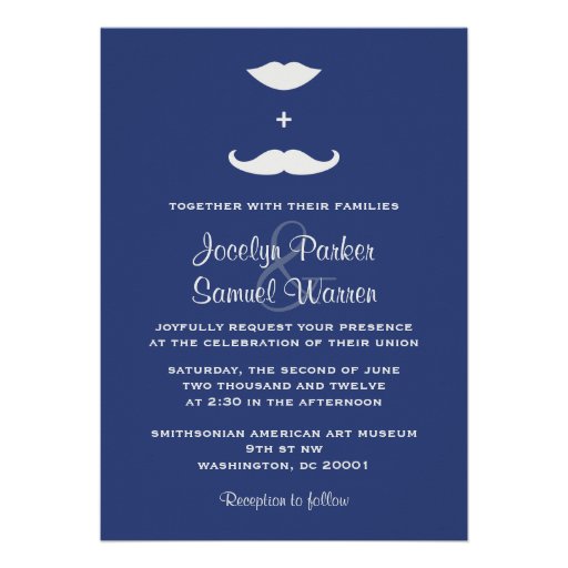 Stylish Mustache and Lips Wedding Announcement