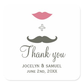 Stylish Mustache and Lips Wedding Favor sticker