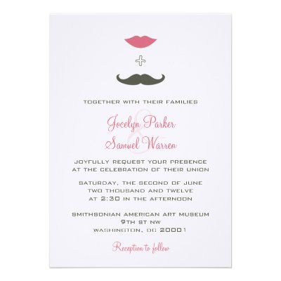 Stylish Mustache and Lips Wedding Personalized Invitations