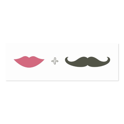 Stylish Mustache and Lips Wedding Website Business Card (front side)