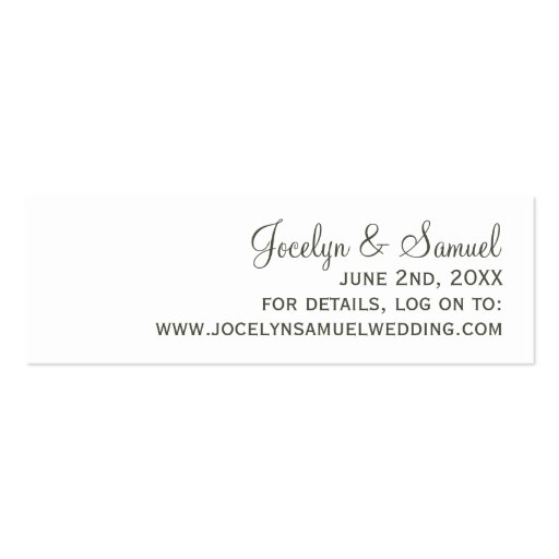 Stylish Mustache and Lips Wedding Website Business Card (back side)