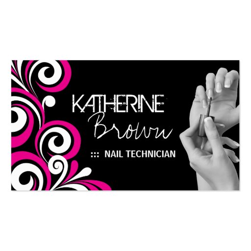 Stylish Nail Salon Business Card Template (front side)