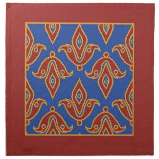 Stylish Napkin, Fleur de Lys, Red, Blue, Gold