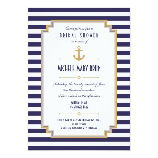 Stylish Nautical Bridal Shower Invitation