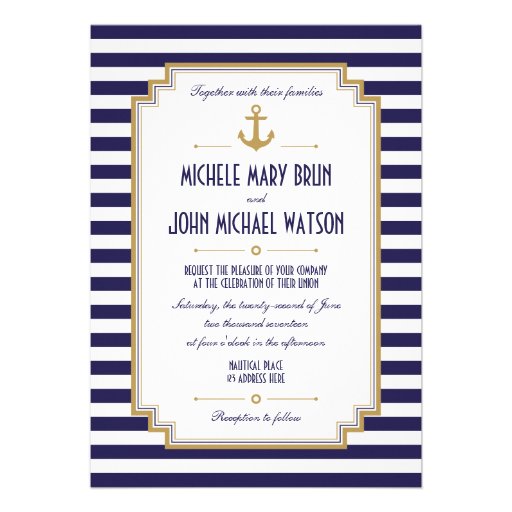 Stylish Nautical Wedding Invitation