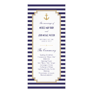 Stylish Nautical Wedding Program Rack Cards