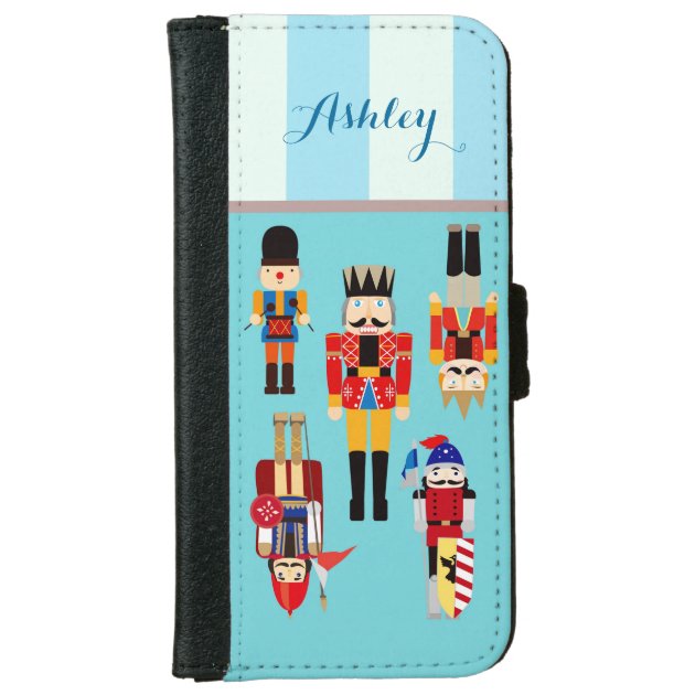 Stylish Nutcracker Soldiers Personalized Name iPhone 6 Wallet Case