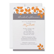 Stylish Orange Leaf Fall Bridal Shower Invite