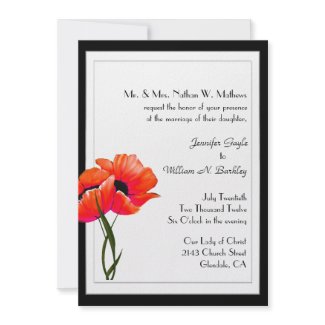 Stylish Orange Poppies Custom Wedding Invitation invitation