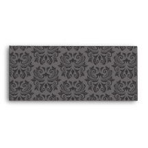 Stylish ornate dark gray damask pattern envelopes