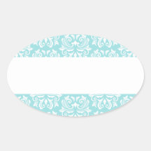 Stylish ornate pale aqua blue white damask pattern stickers