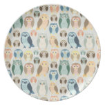 Stylish Owl Pattern- complementary colors Dinner Plate