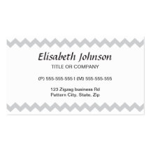 Stylish pale gray zig zags zigzag chevron pattern business card