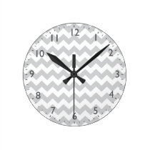 Stylish pale gray zig zags zigzag chevron pattern clocks at  Zazzle