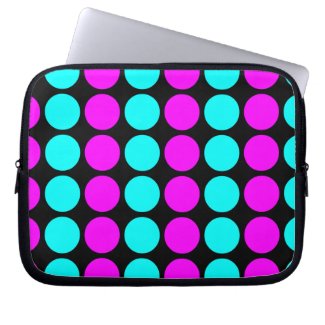 Stylish Patterns for Her : Pink &amp; Cyan Polka Dots Computer Sleeve