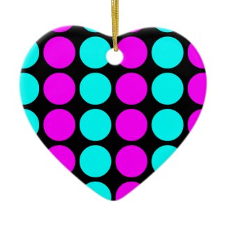 Stylish Patterns for Her : Pink &amp; Cyan Polka Dots Christmas Tree Ornaments
