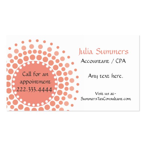 Stylish Peach and White Business Cards (front side)