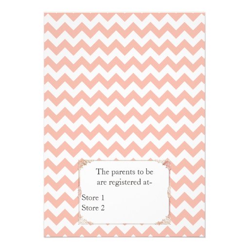 Stylish Peach Chevron Couple's Baby Shower Card