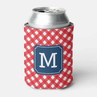 Stylish Picnic Red Gingham Personalize Monogram