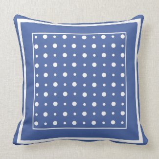 Stylish Pillow or Cushion, Dark Blue Polka Dots
