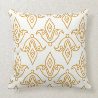 Stylish Pillow White, Gold, Fleur de Lys Pattern