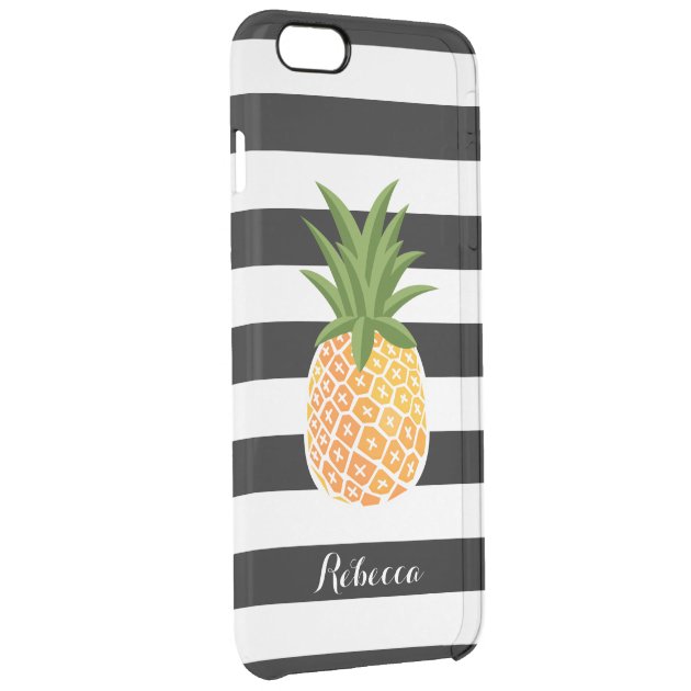 Stylish Pineapple Black White Stripes Uncommon Clearlyâ„¢ Deflector iPhone 6 Plus Case-2