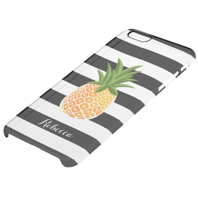 Stylish Pineapple Black White Stripes Uncommon Clearlyâ„¢ Deflector iPhone 6 Plus Case-4