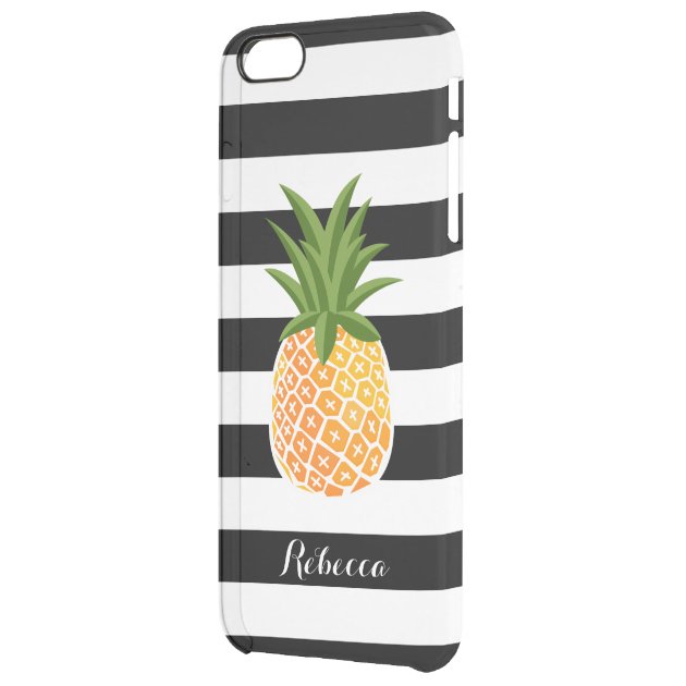 Stylish Pineapple Black White Stripes Uncommon Clearlyâ„¢ Deflector iPhone 6 Plus Case